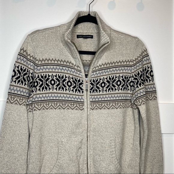 Lady Hathaway Printed Zip Up Knit Sweater Jacket - Picture 4 of 11